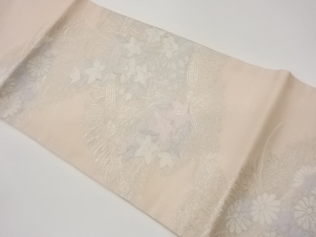 紗 桔梗に菊模様織出し名古屋帯